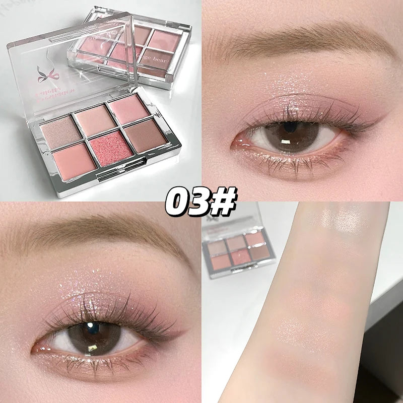 6-Farbige Lidschattenpalette – Matte & Schimmernde Erdtöne