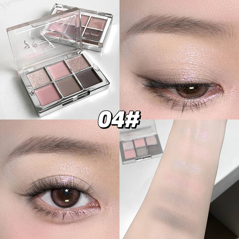 6-Farbige Lidschattenpalette – Matte & Schimmernde Erdtöne