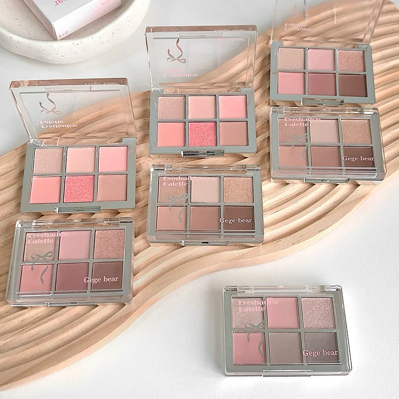 6-Farbige Lidschattenpalette – Matte & Schimmernde Erdtöne