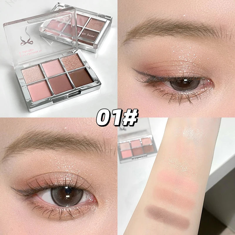 6-Farbige Lidschattenpalette – Matte & Schimmernde Erdtöne