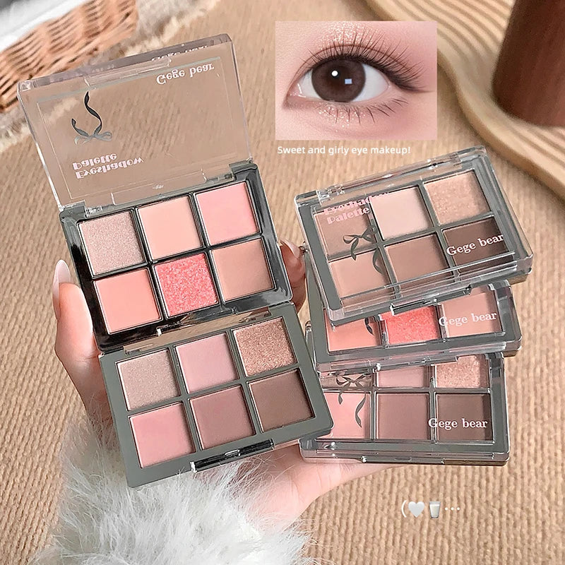 6-Farbige Lidschattenpalette – Matte & Schimmernde Erdtöne